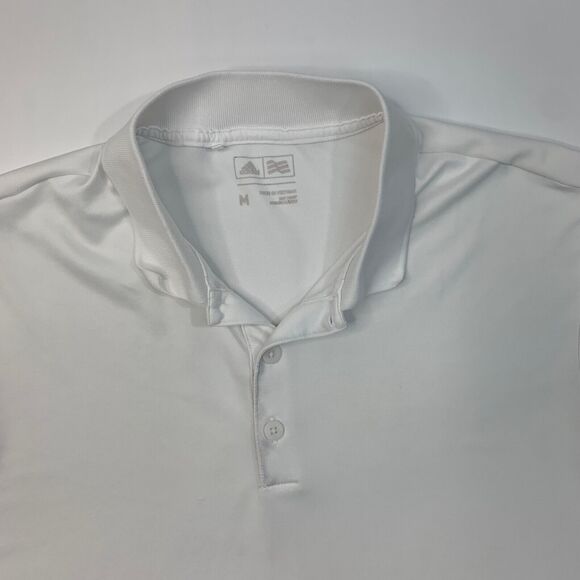 Adidas Polo Shirt Mens M Medium White Short Sleeve Quick Drying Performance Golf - Picture 4 of 15